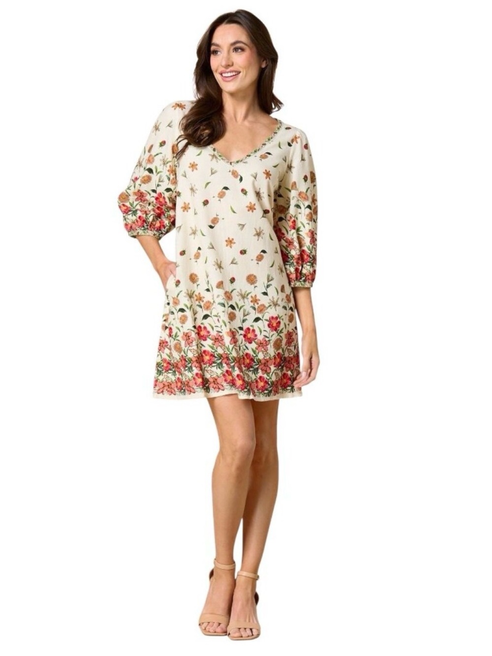 NEW Max Studio Women Floral Cream Dress Size M Medium Summer Party Cocktail